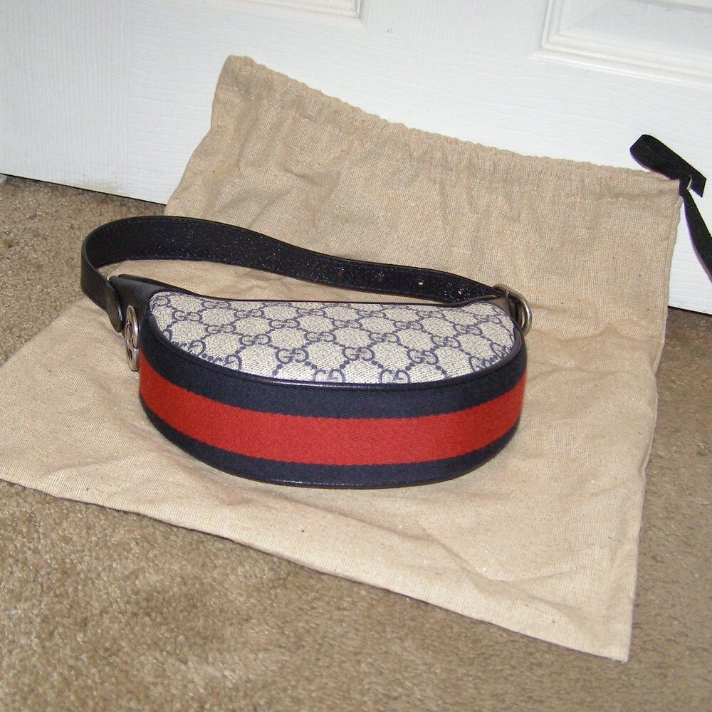 โค๏ธ๐ NEW Gucci Ophidia Mini Bag Blue GG Supreme monogram canvas SOLD OUT - Picture 6 of 13